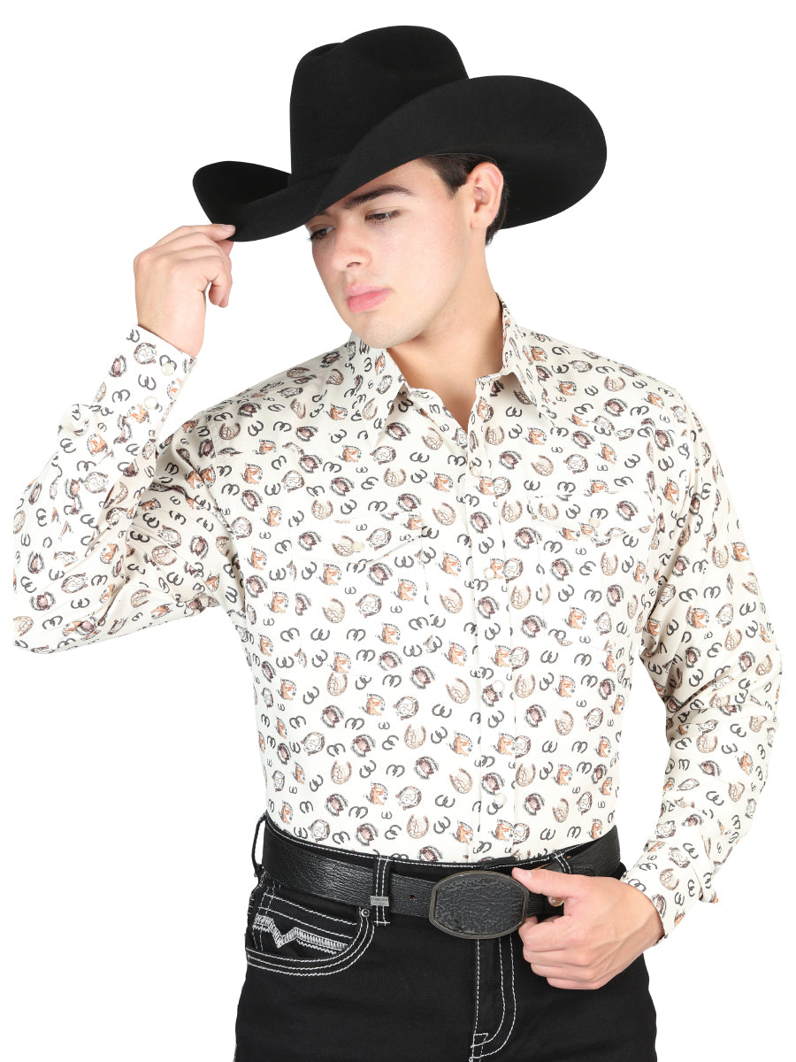 El General Men’s Western Long Sleeve Shirt – Beige
44311