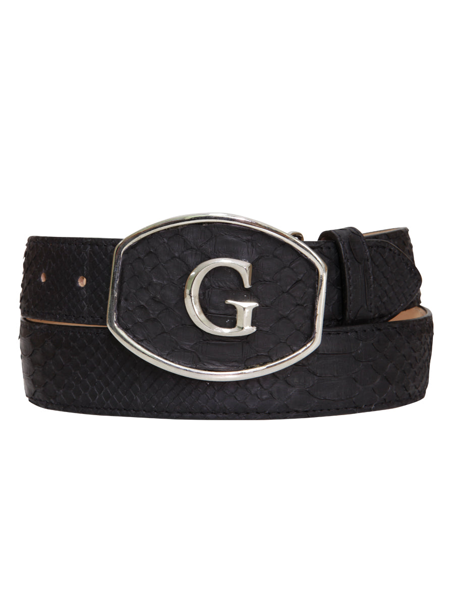 El General Exotic Python Leather Cowboy Belt - Black 45304