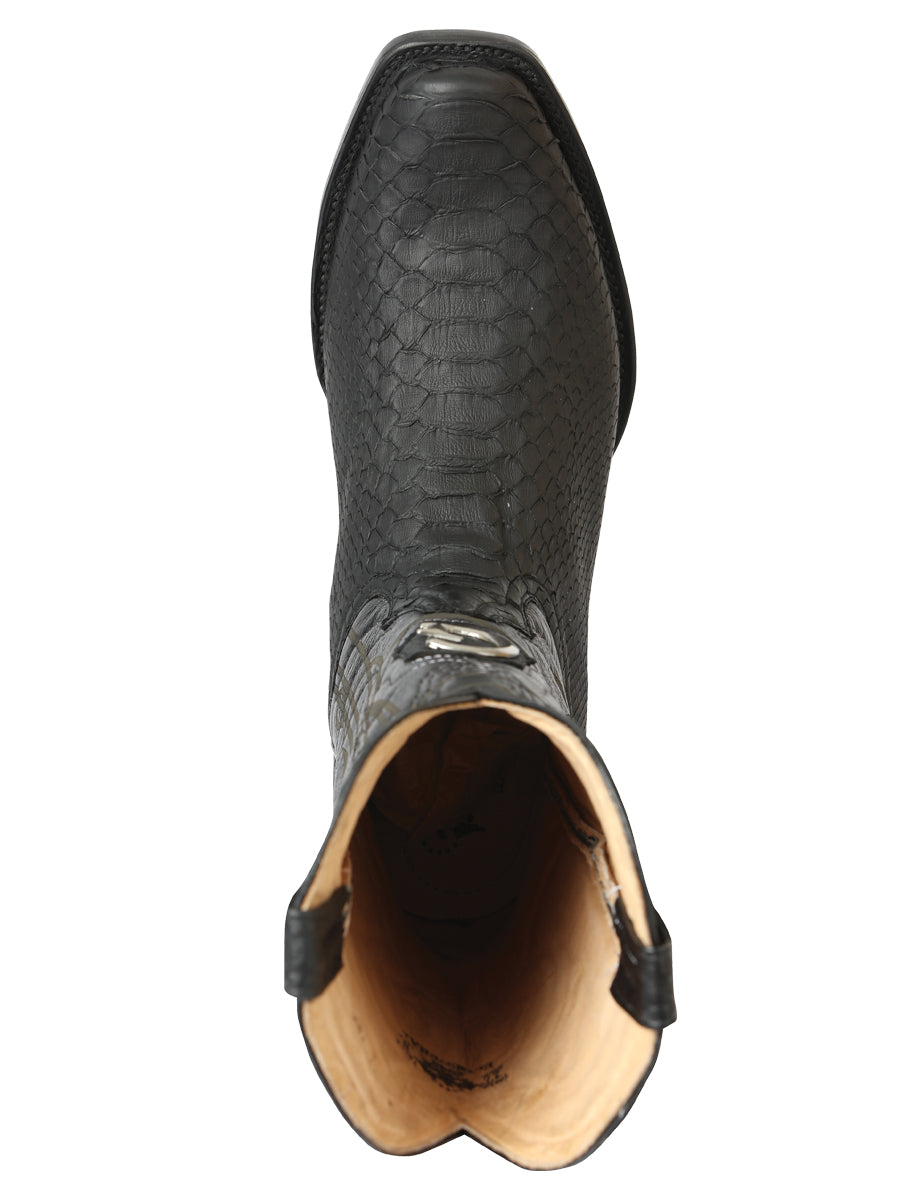 El General Men's Exotic Python Leather Cowboy Boots - Black 45523