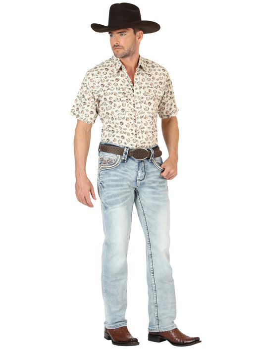 Centenario Men's Premium Denim Boot Cut Pants - Medium Blue 45533