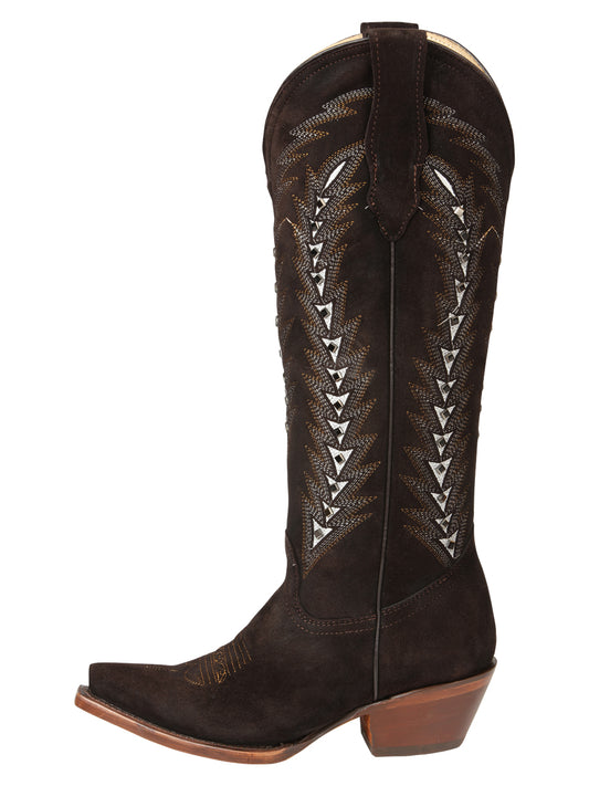 El General Women’s Embroidered Western Boots - Dark Brown 45789