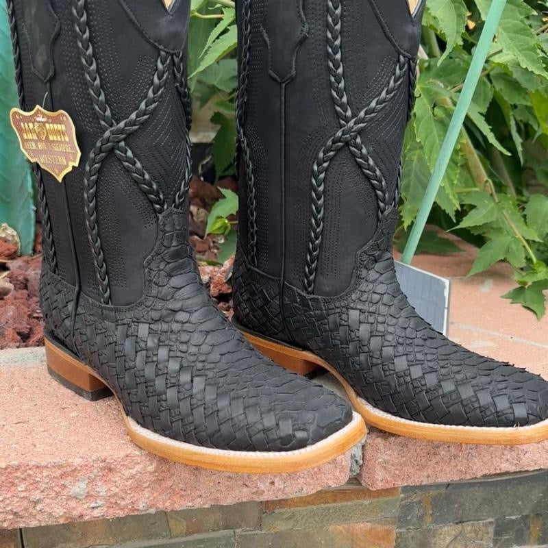 Woven Leather Python Print