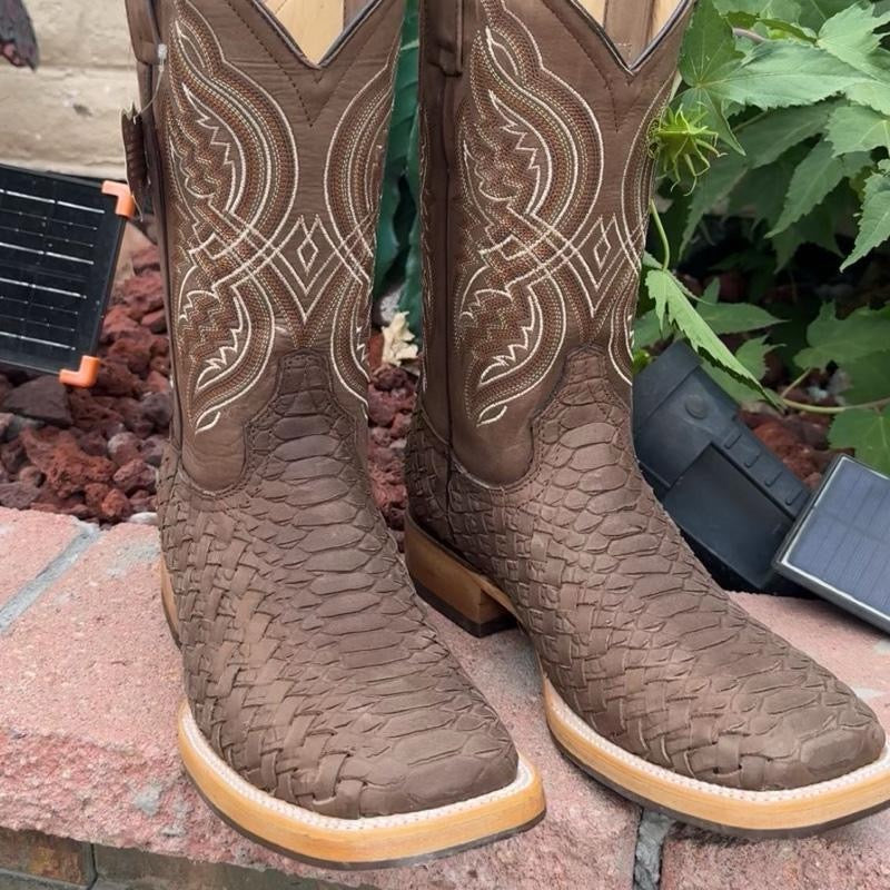 Woven Leather Python Print