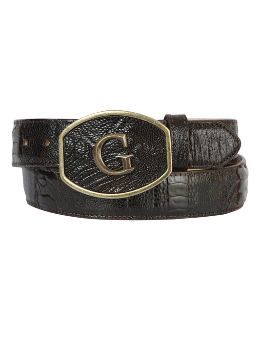 El General Exotic Ostrich Leg Western Belt - Brown 45301