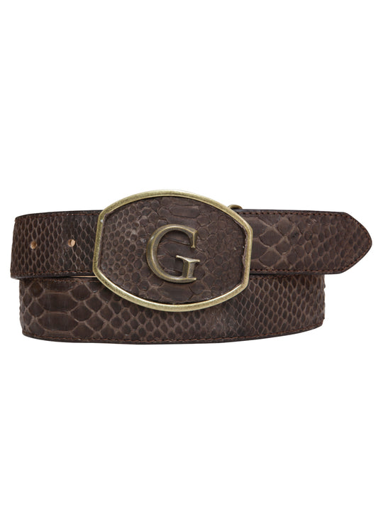 El General Exotic Python Leather Cowboy Belt - Brown 45303