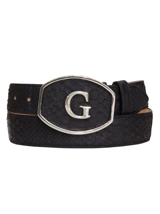 El General Exotic Python Leather Cowboy Belt - Black 45304