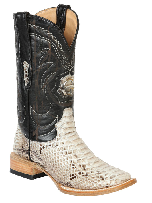 El General Men's Exotic Python Leather Cowboy Boots - Natural  45501