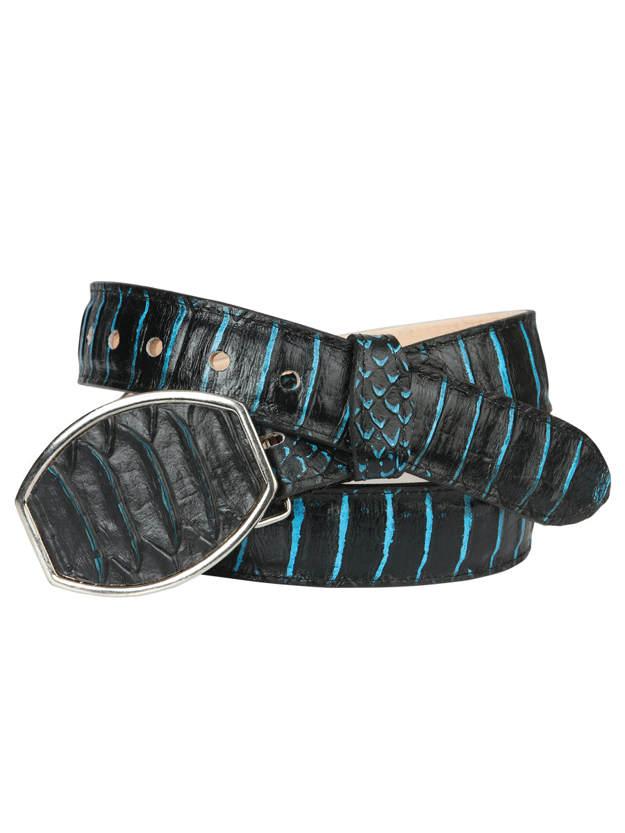 Men’s Western Belt El General Imitation Python - Black/Blue 45572