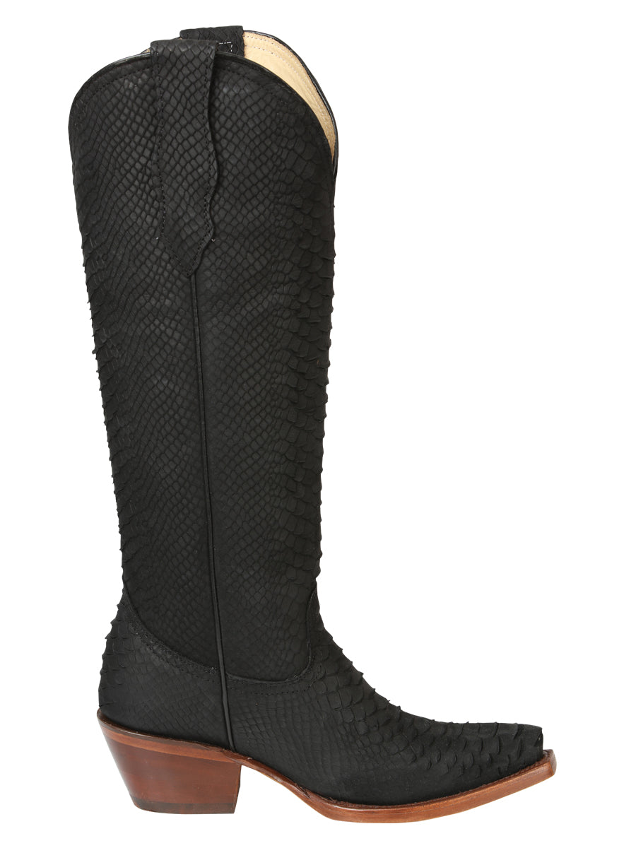 El General Women’s Western Boots Python Print - Black 45791