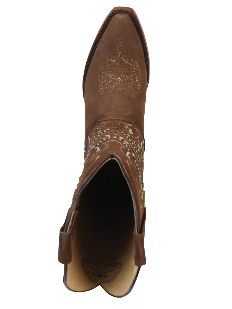 El General Women’s Embroidered Western Boots - Brown 45792