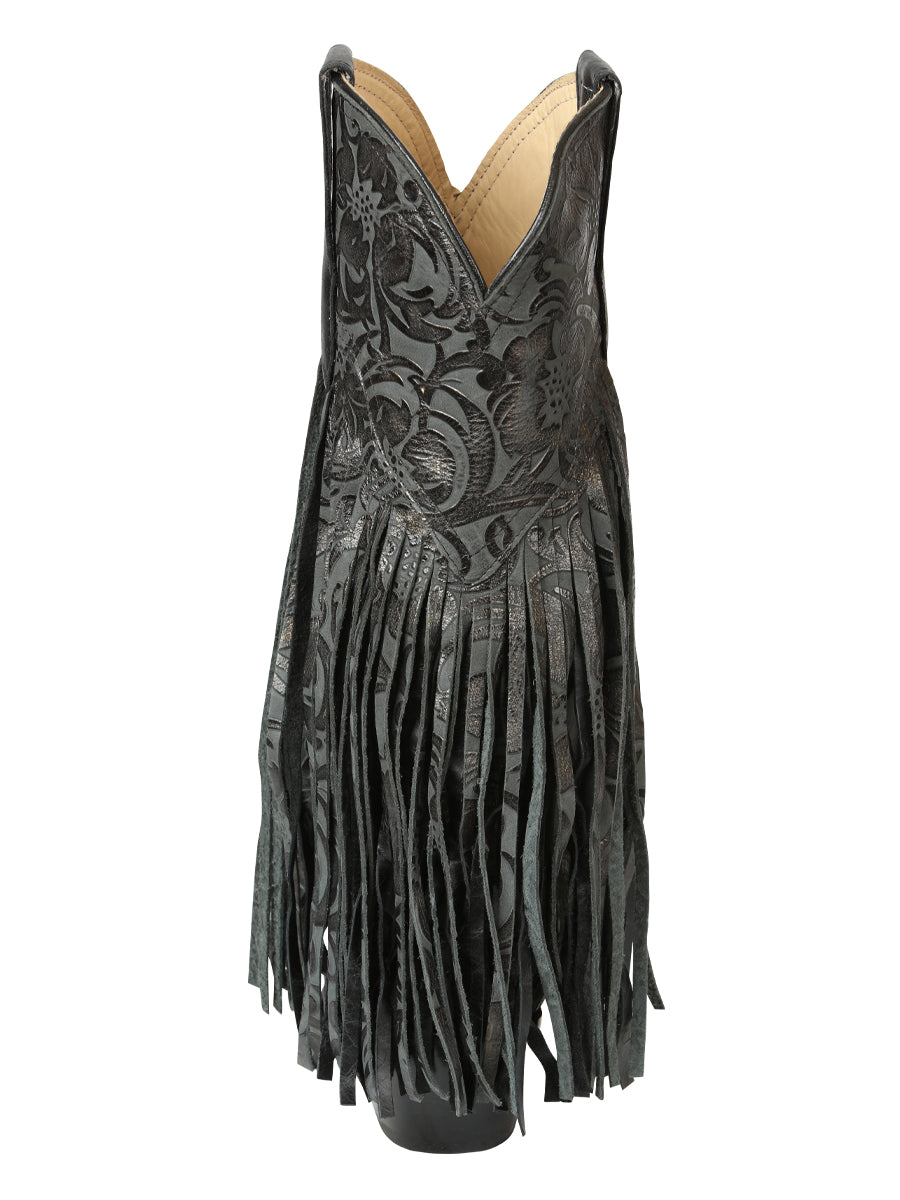 El General Women’s Fringe Western Boots - Black 45796