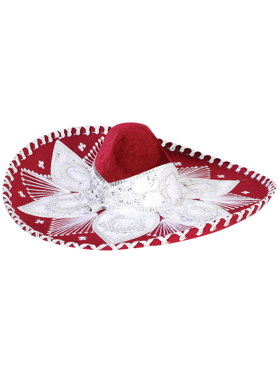 Adult Mexican Charro Hat Velvet Wine/Silver 601774