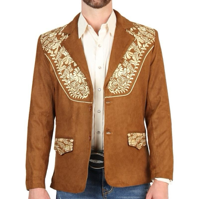 Men’s Brown Embroidered Blazer