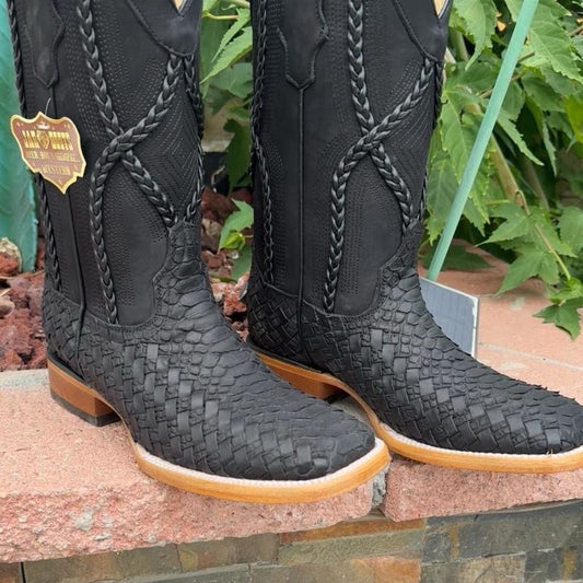 Woven Leather Python Print