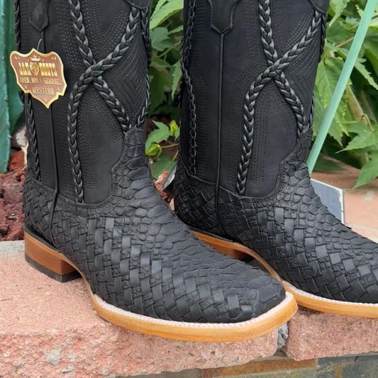 Woven Leather Python Print